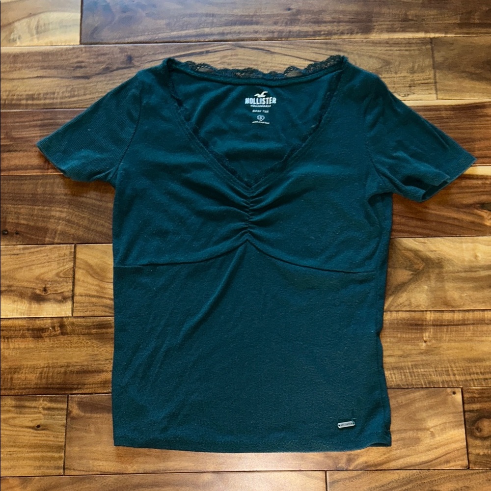 Hollister Y2K Women's Dark Green Lace Top